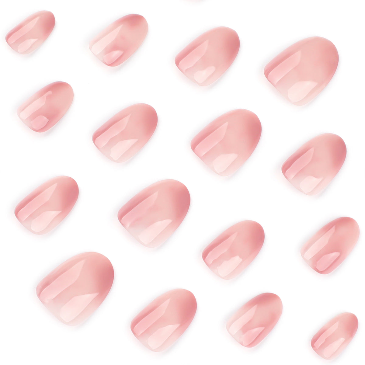 Sheer Pink Ombré Short Oval Press-On Nails – 24-Piece Nail Kit with Glue