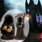 Grim Reaper Cat Figurine - Gothic Resin Desk Decor & Cat Lover Gift