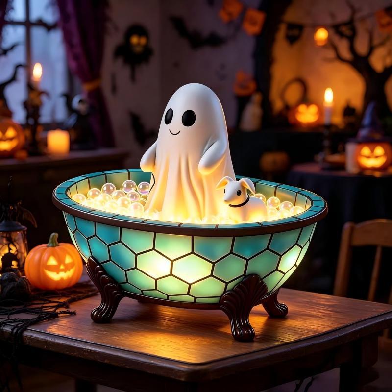 Halloween Ghost Night Light, Resin USB Powered Tabletop Halloween Decor
