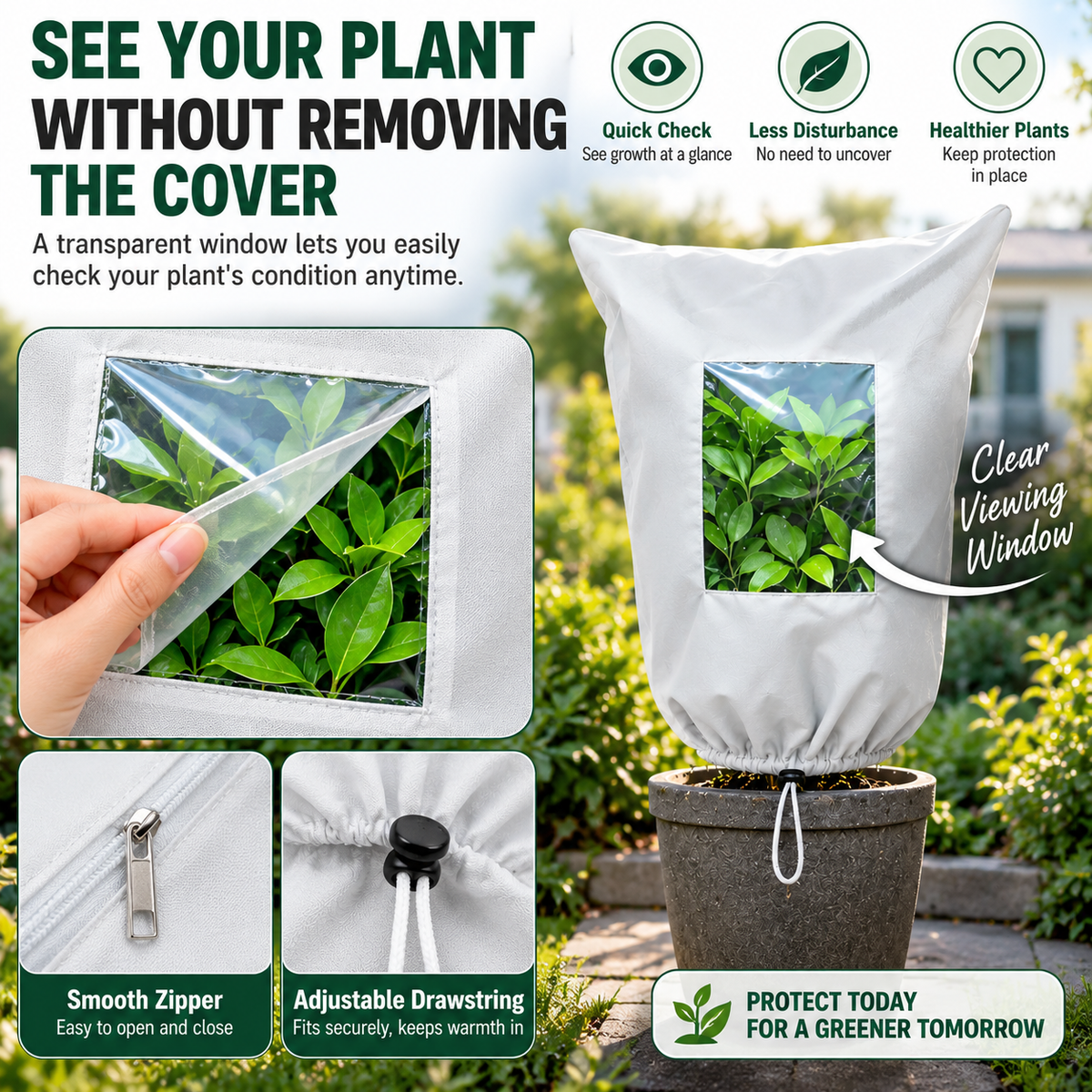 Plant Frost Protection Cover – Breathable Reusable Winter Plant Shield
