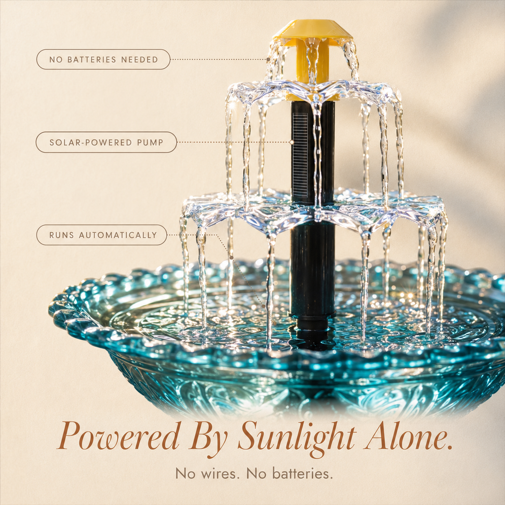 Solar Hanging Bird Bath Fountain with Two-Tier Water Cascade