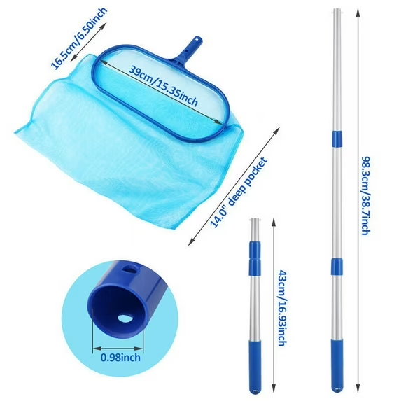 Swimming Pool Rake with Fine Mesh Net & Telescopic Pole
