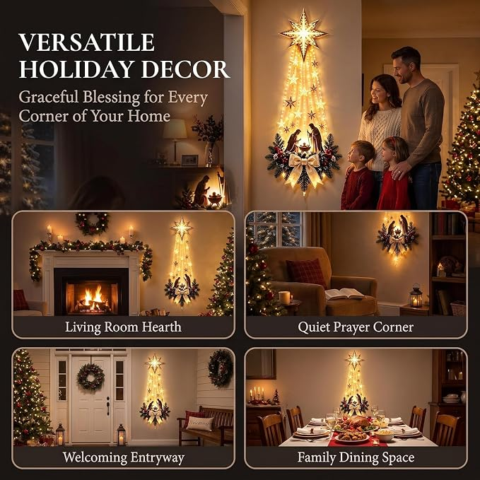 Lighted Nativity Christmas Wall Decor with Bethlehem Star