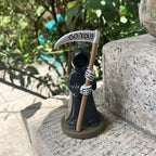 Grim Reaper Cat Figurine - Gothic Resin Desk Decor & Cat Lover Gift
