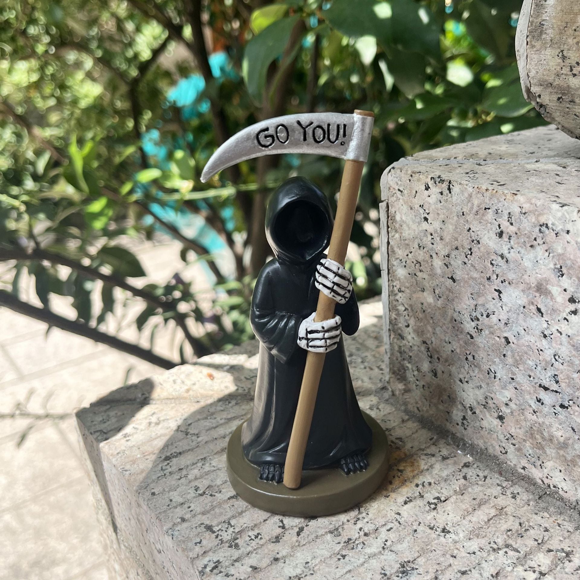Grim Reaper Cat Figurine - Gothic Resin Desk Decor & Cat Lover Gift