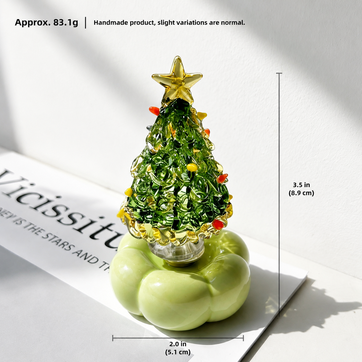 Handmade Jingdezhen Glazed Christmas Tree Decoration with Rotating Design