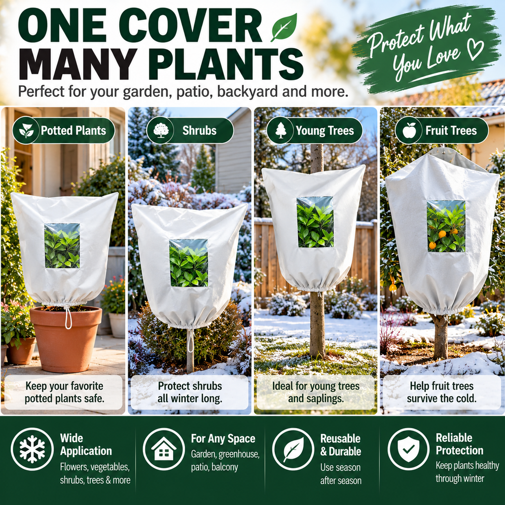 Plant Frost Protection Cover – Breathable Reusable Winter Plant Shield