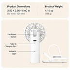 USB Rechargeable Portable Clip-On Cooling Fan with 3 Speed Settings