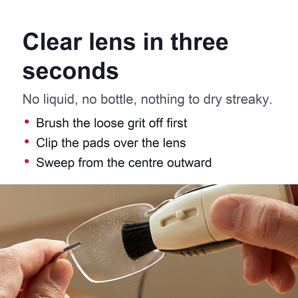Portable Eyeglass Lens Cleaner with Dry Carbon Pads