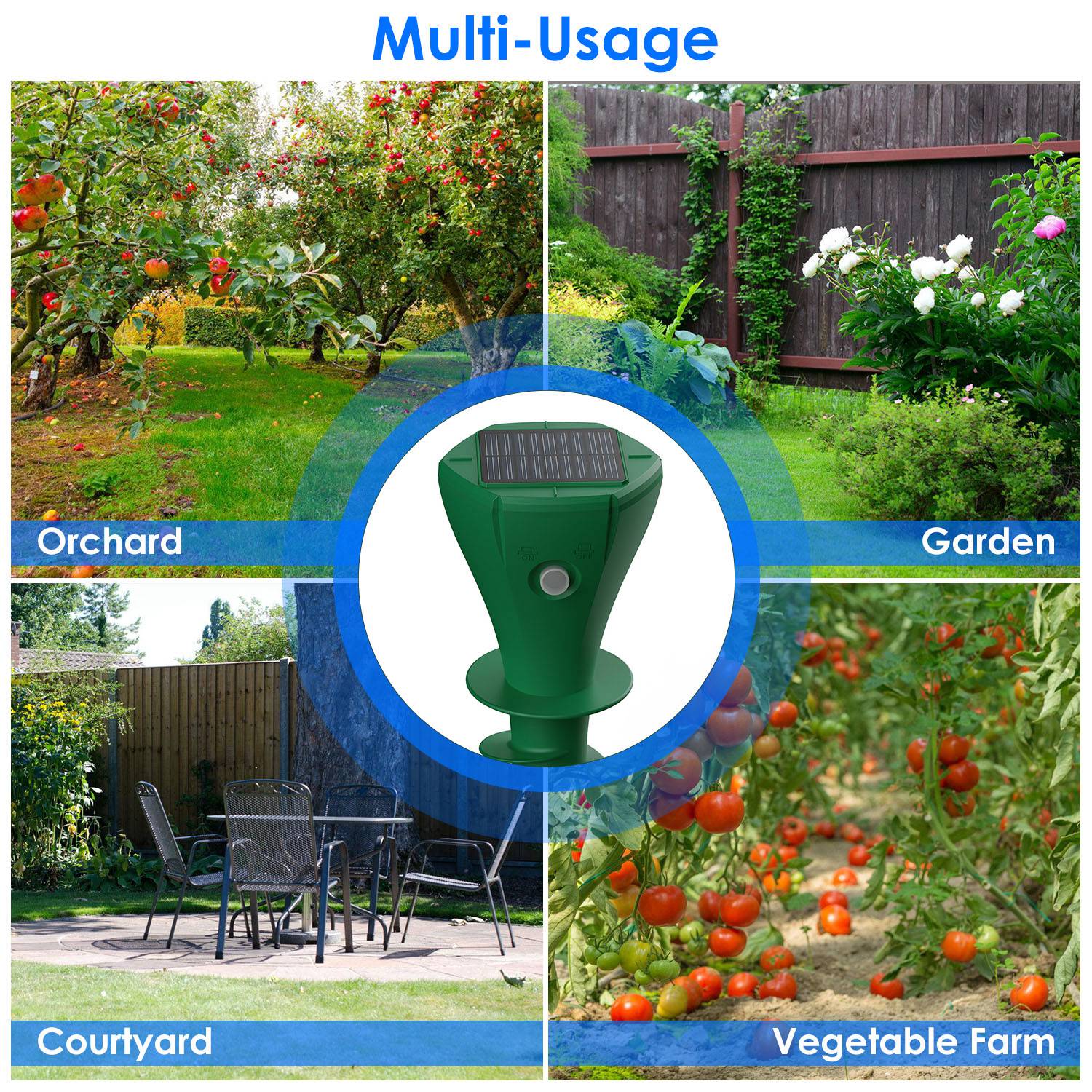 8-Pack Solar Mole Repellent Stakes – Waterproof Vibration