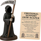 Grim Reaper Cat Figurine - Gothic Resin Desk Decor & Cat Lover Gift