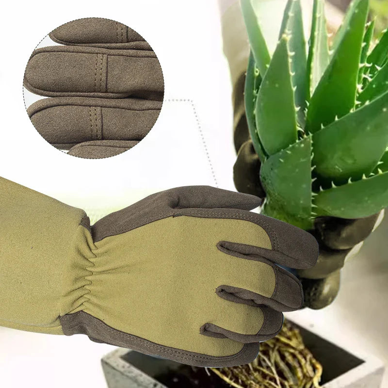 Long Protective Garden Gloves for Roses Pruning and Yard Work