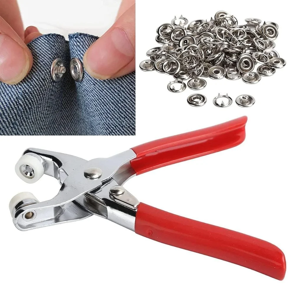 5-Claw Metal Snap Button Pliers Tool Set | Includes a complete set of tools and colored snap buttons