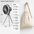 Portable Rechargeable Fan with LED Light & 10000mAh Power Bank for Travel & Outdoor Use
