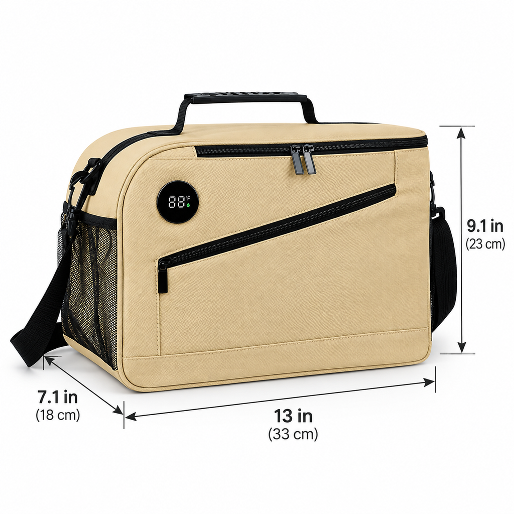 Insulated Lunch Cooler with Digital Temperature Display & Multiple Compartments