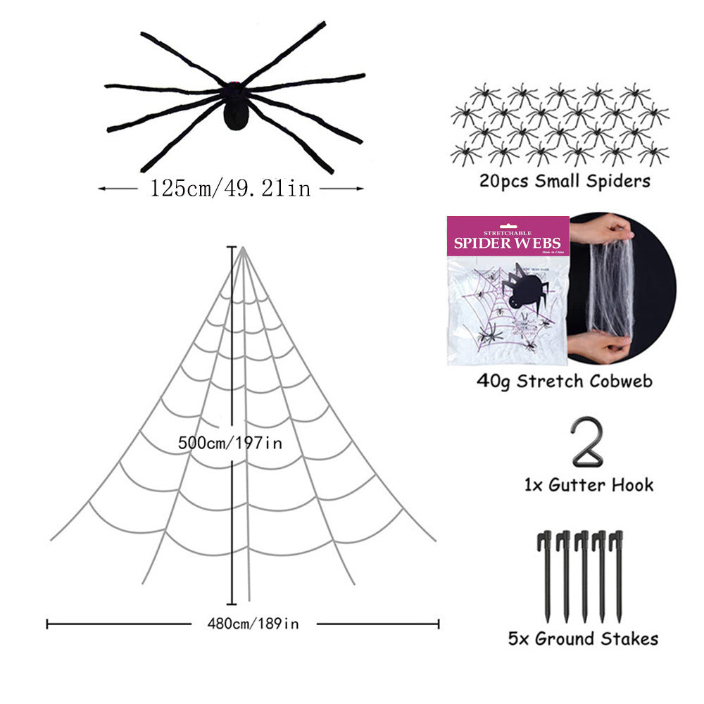 Halloween Fake Spider Web Decorations with Giant Spider