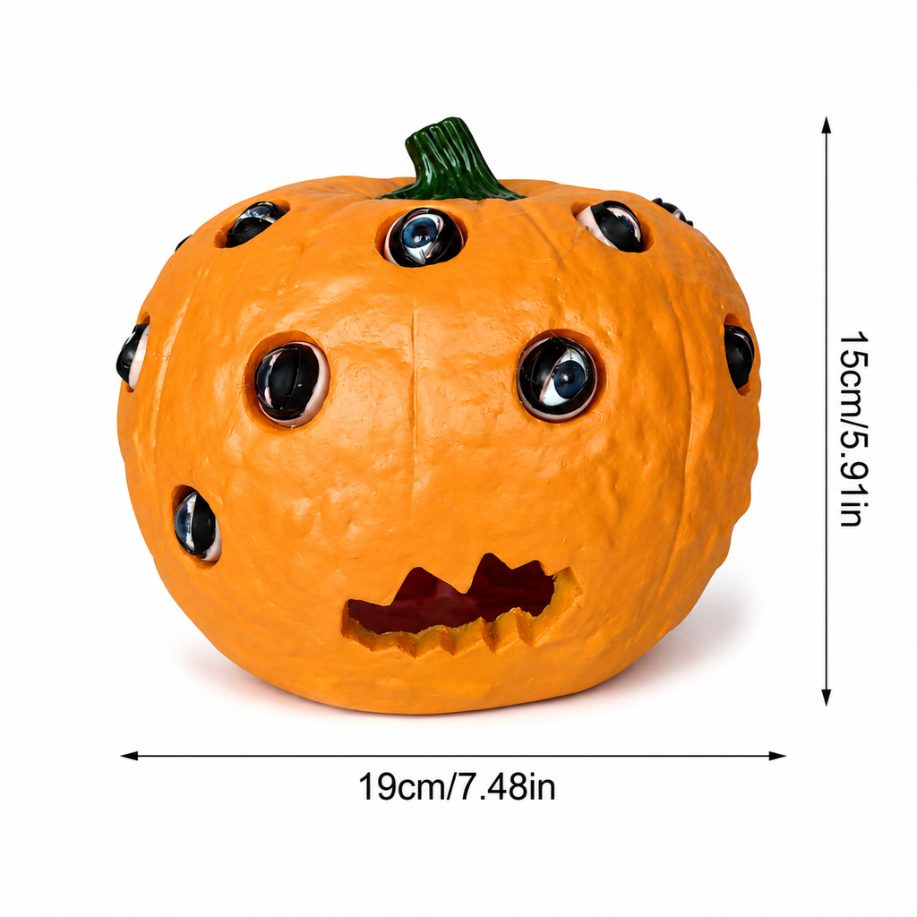 Halloween Resin Pumpkin Decoration with Movable Eyeballs for Indoor & Outdoor