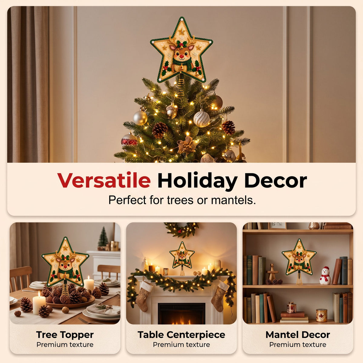 Pearl Diamond Art Christmas Tree Topper DIY Kit