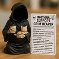 Grim Reaper Cat Figurine - Gothic Resin Desk Decor & Cat Lover Gift
