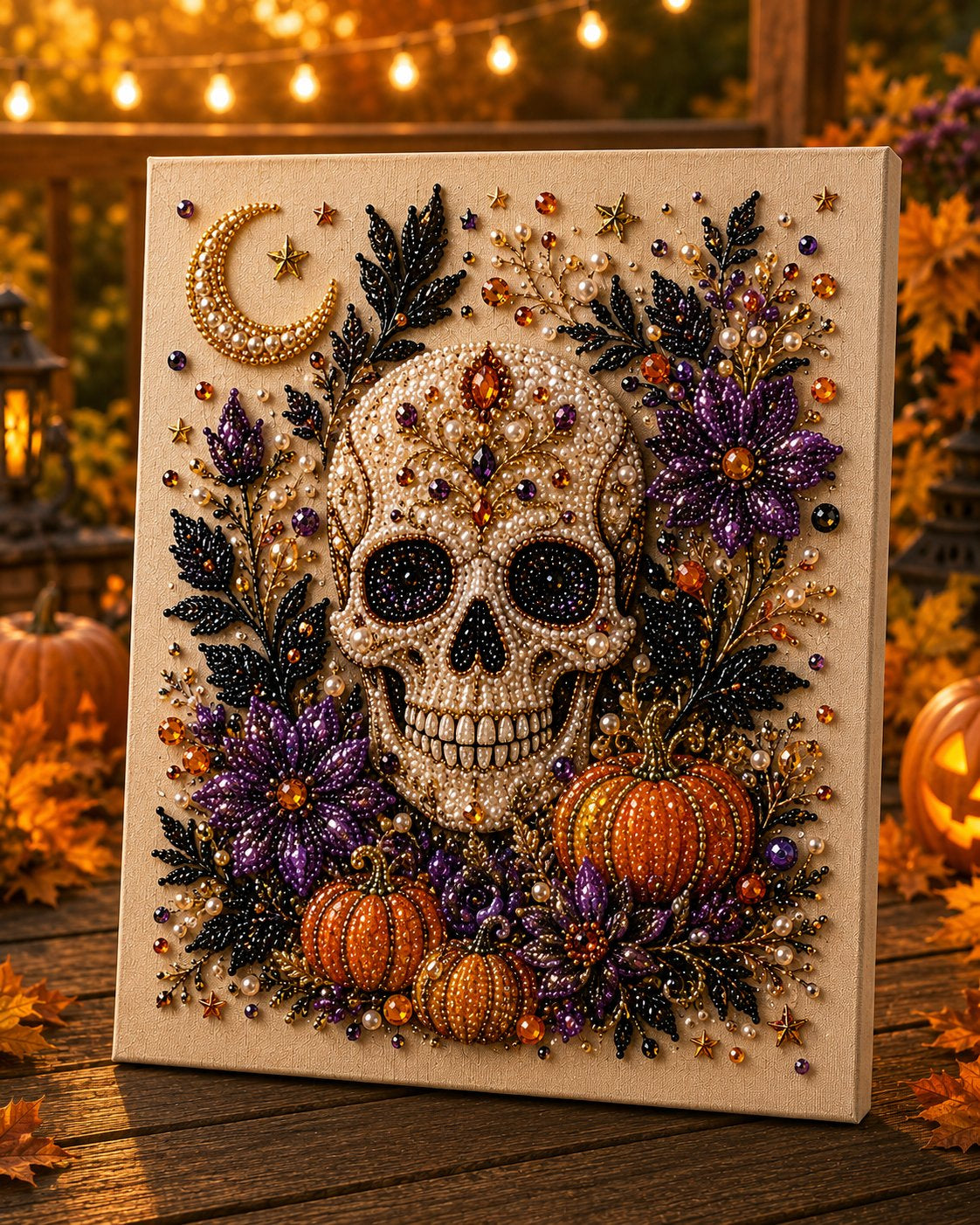 Halloween Ghost Pearl Diamond Painting DIY Art Kit, 3D Bead Craft