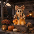 Patchwork Ghost Halloween Decoration, Resin Figurine Tabletop Decor