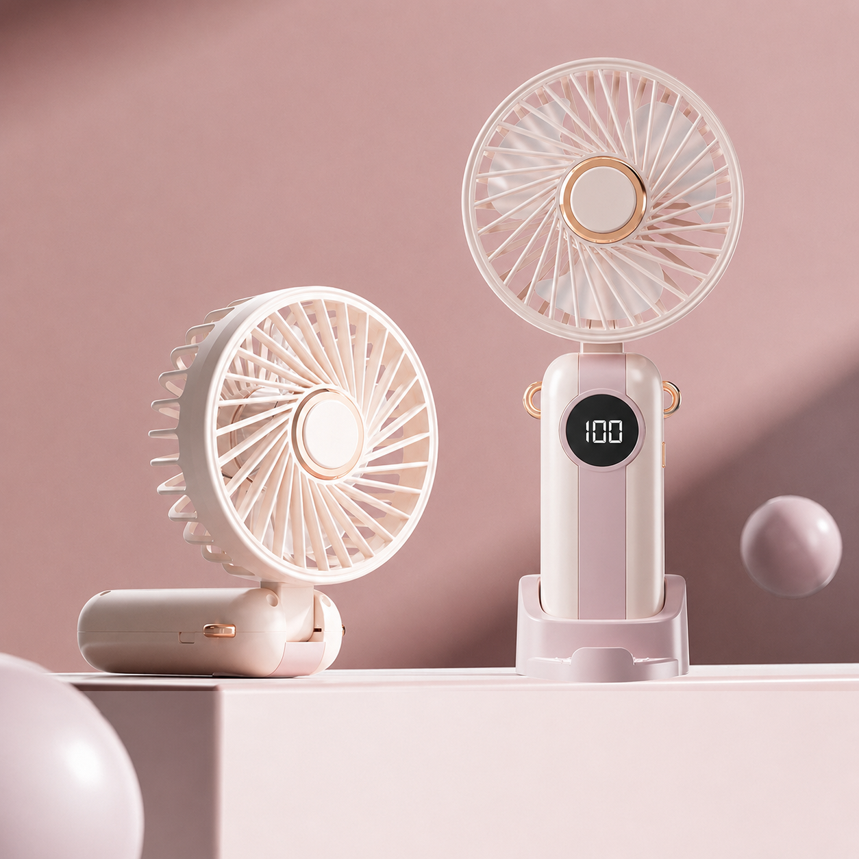 1200mAh Mini USB Rechargeable Fan with 5 Speeds & LED Display
