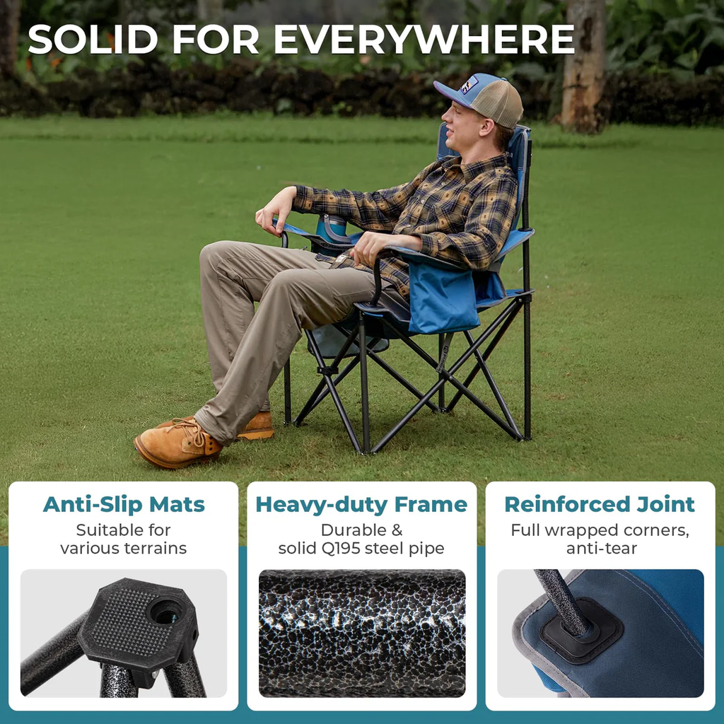 Oversized Outdoor Camping Chair – Heavy Duty 550lb Capacity with Lumbar Support