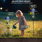 Rain Gauge Outdoor - Frog Rain Gauge with LED Solar Lights, Metal Water Gauge for Yard Garden Decor