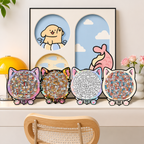 Morandi Colored Cat Shaped Wooden Jigsaw Puzzle