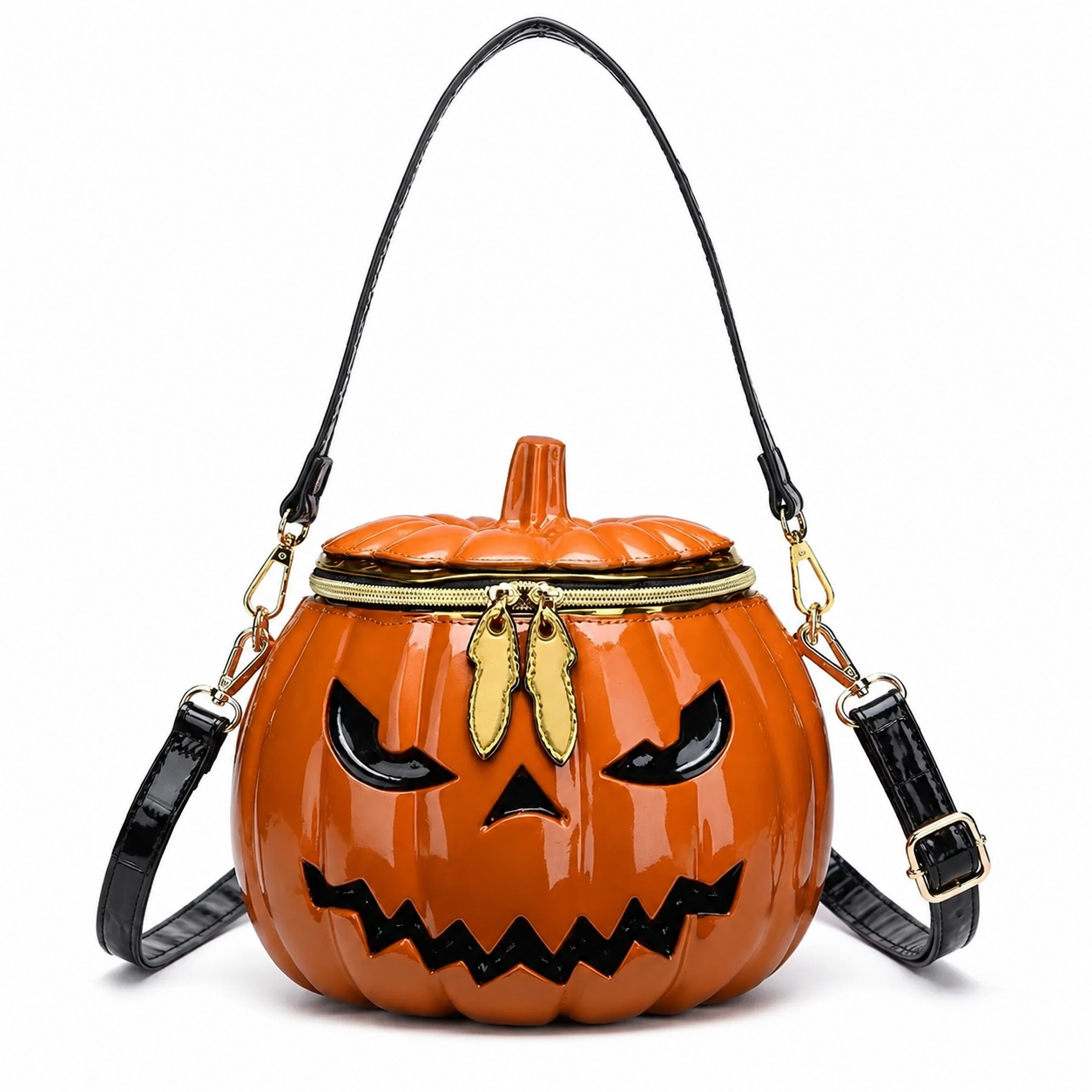 Halloween Pumpkin Bag, Pumpkin Purse with Strap for Trick or Treat