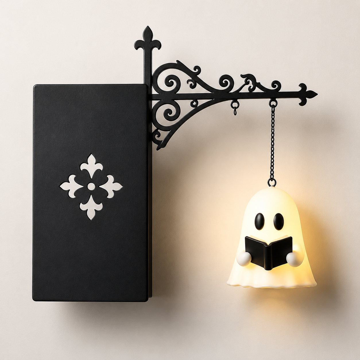 Halloween Ghost Bookshelf Lamp, Warm White Cordless Decorative Light