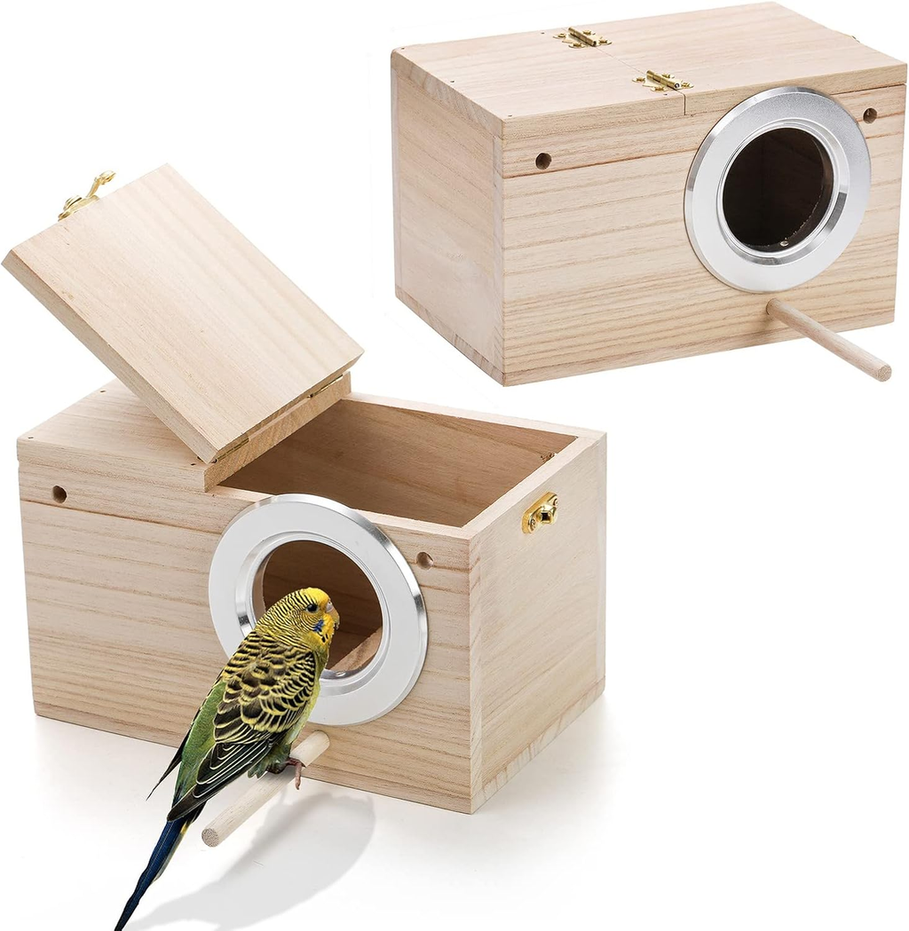 Wooden Bird Nesting Box for Parakeets, Budgies & Cockatiels