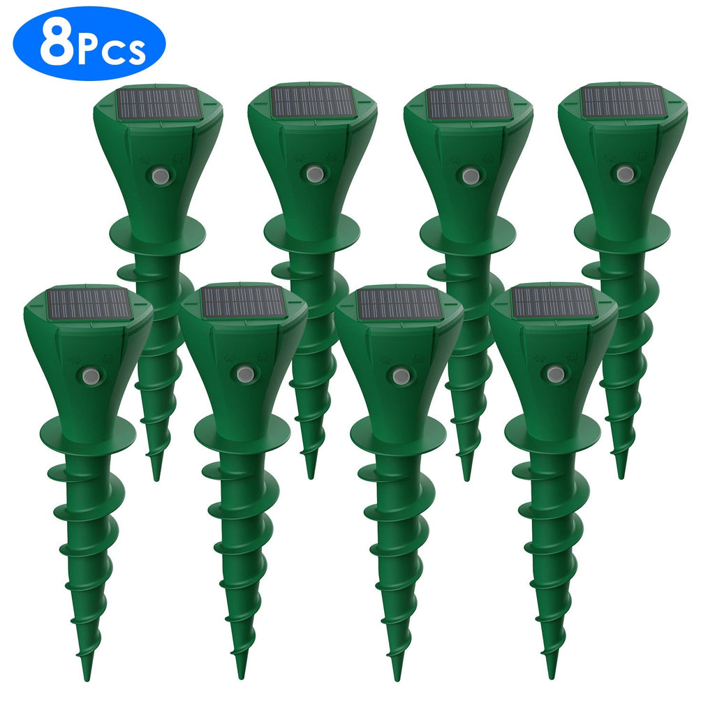 8-Pack Solar Mole Repellent Stakes – Waterproof Vibration