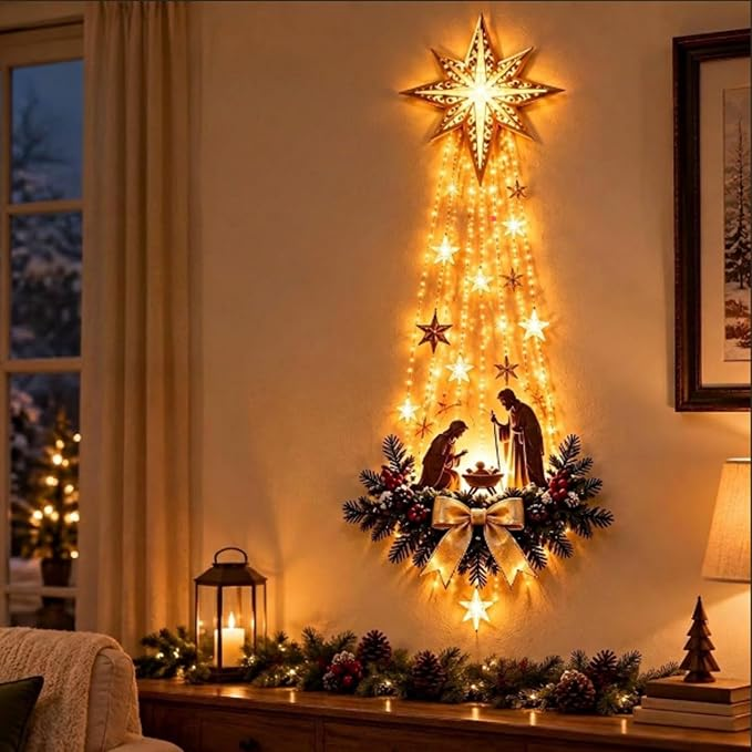 Lighted Nativity Christmas Wall Decor with Bethlehem Star