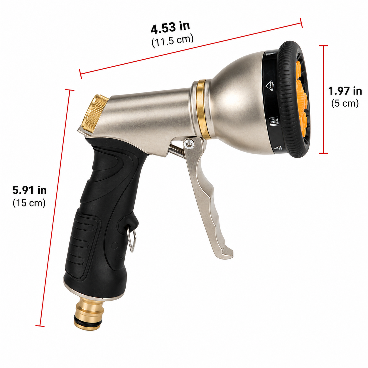 Heavy Duty Metal Garden Hose Nozzle with 9 Spray Patterns
