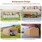 10x20 FT Heavy Duty Carport Canopy with Sidewalls & Doors