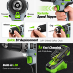 157 Pcs Household Tool Kit with 20V Cordless Lithium-ion Drill Driver