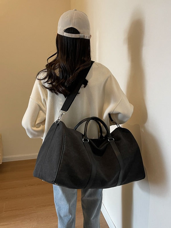 Canvas Travel Duffle Bag with Dry Wet Separation and Adjustable Shoulder Strap