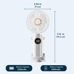 1200mAh Mini USB Rechargeable Fan with 5 Speeds & LED Display