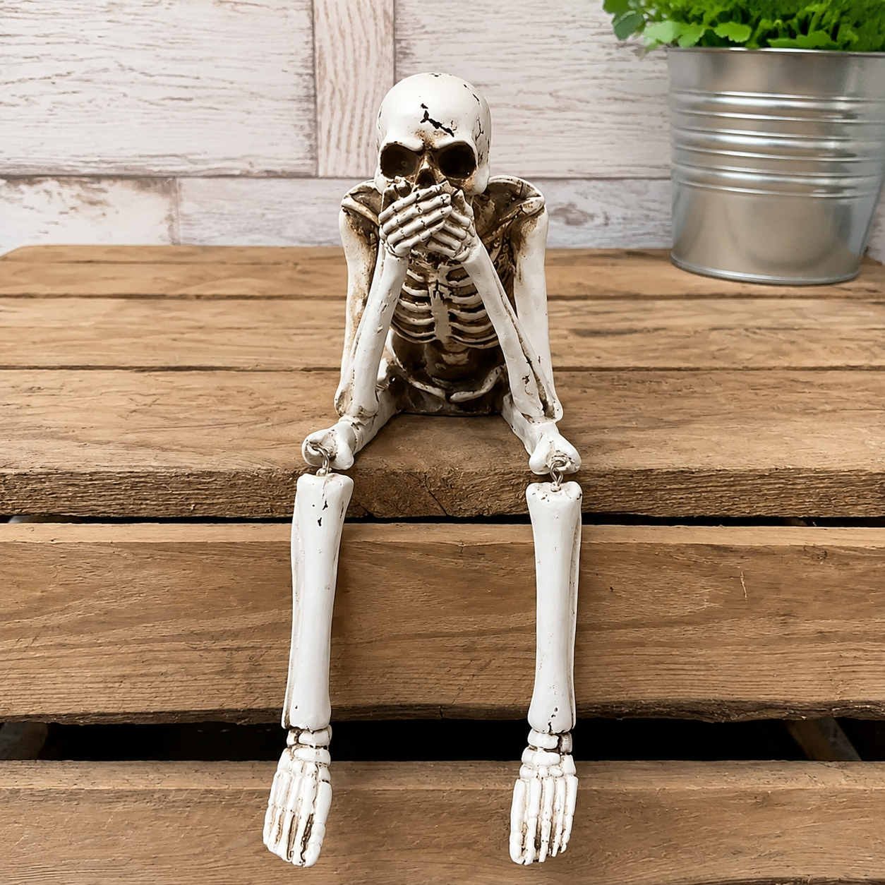 Halloween Skeleton Decor Resin Figurine Shelf Sitter for Tabletop Display