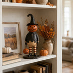 Halloween Figurine, Pumpkin Witch Lantern Statue for Tabletop Decor