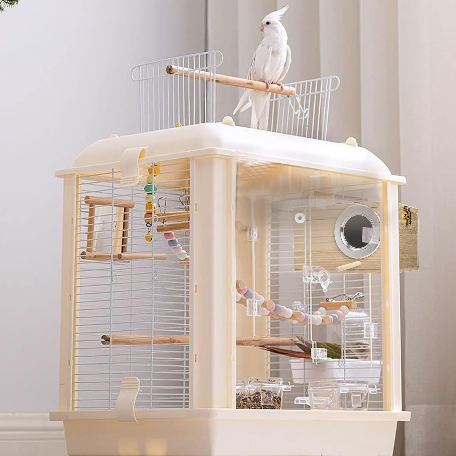 Wooden Bird Nesting Box for Parakeets, Budgies & Cockatiels