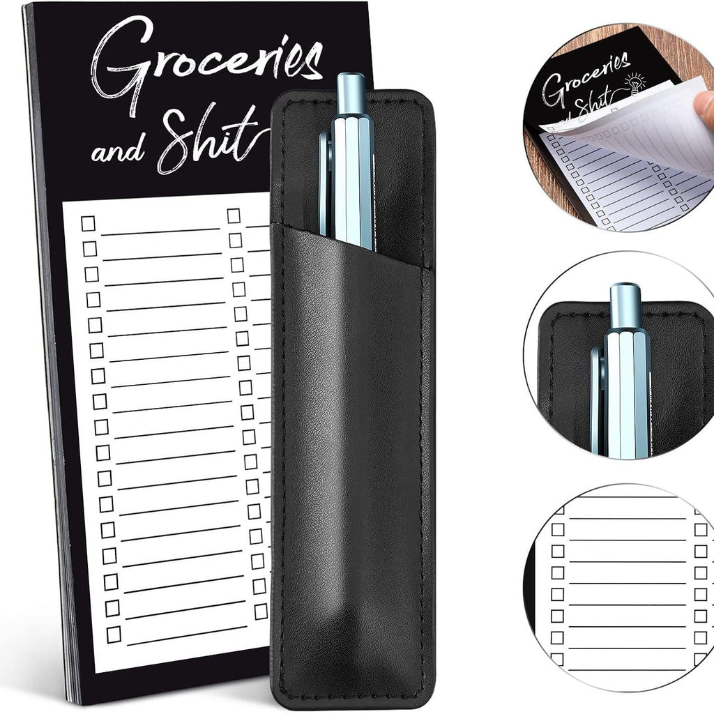 Magnetic Grocery List Notepad with Pen Holder for Fridge