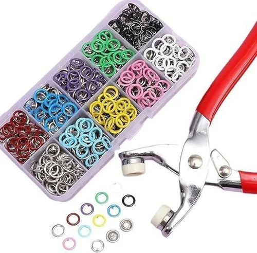 5-Claw Metal Snap Button Pliers Tool Set | Includes a complete set of tools and colored snap buttons