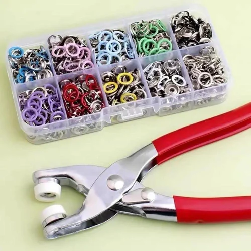 5-Claw Metal Snap Button Pliers Tool Set | Includes a complete set of tools and colored snap buttons