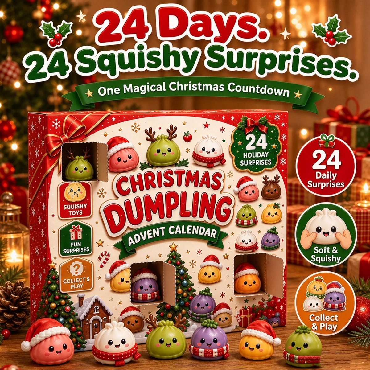 24-Day Christmas Squishy Advent Calendar – Mystery Fidget Toys
