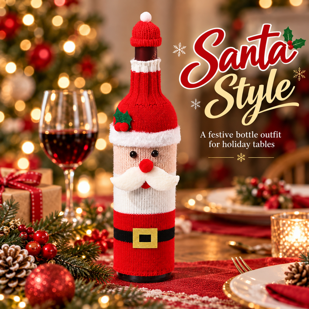 Christmas Wine Bottle Covers – Santa, Snowman, Reindeer & Elf