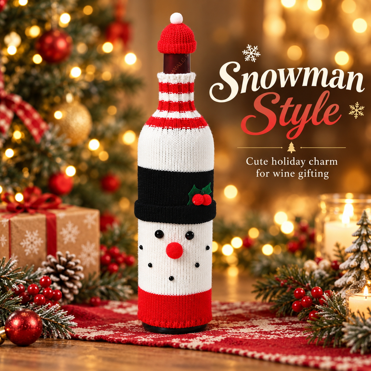 Christmas Wine Bottle Covers – Santa, Snowman, Reindeer & Elf
