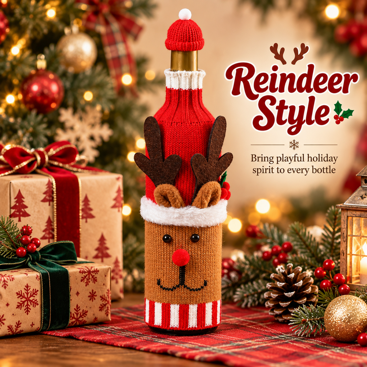 Christmas Wine Bottle Covers – Santa, Snowman, Reindeer & Elf