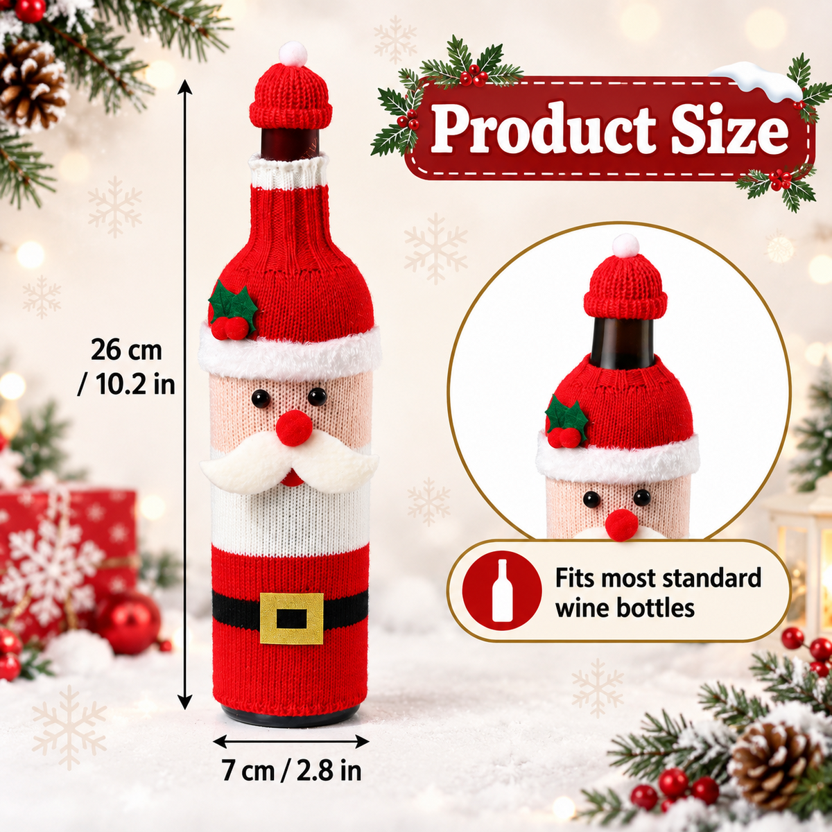 Christmas Wine Bottle Covers – Santa, Snowman, Reindeer & Elf
